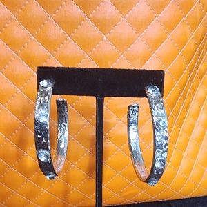 Silver Hoop Crystal Embellished  Earrings